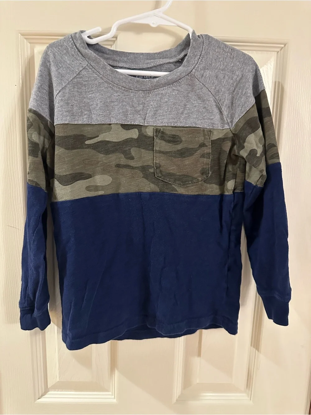 Carter's Gray, Camo & Navy Colorblock Long-Sleeve Crewneck